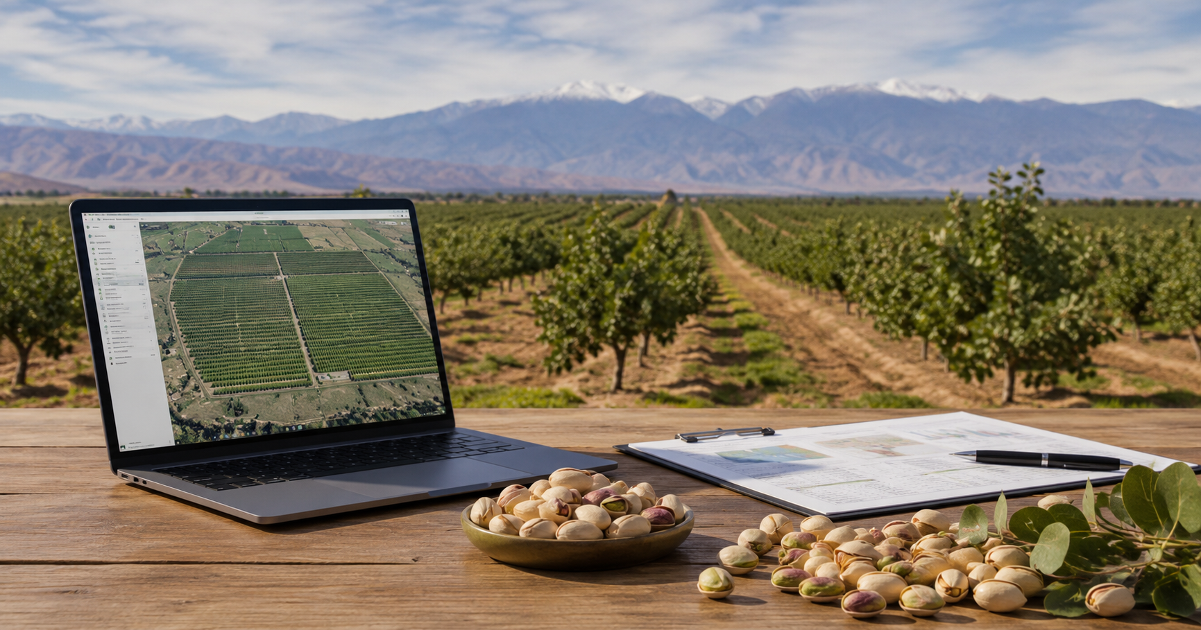 Presentación del Masterplan Económico VSN Pistachos con datos de TIR, VAN y flujo de fondos proyectado ante inversores